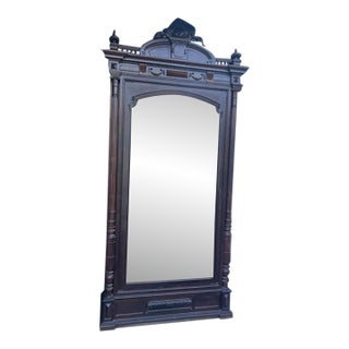 Rosewood Antique French Louis XV Rococo Mirrored Armoire For Sale