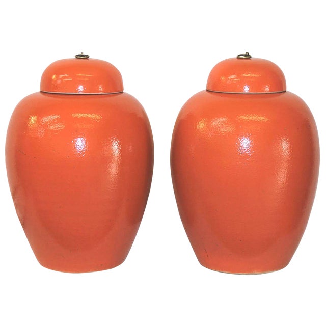 Orange Ginger Jars a Pair Chairish