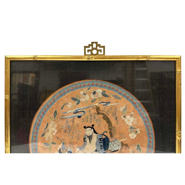 Originally purchased from Hong Kong, this Chinese antique embroidery presented in a museum quality. This textile was a...