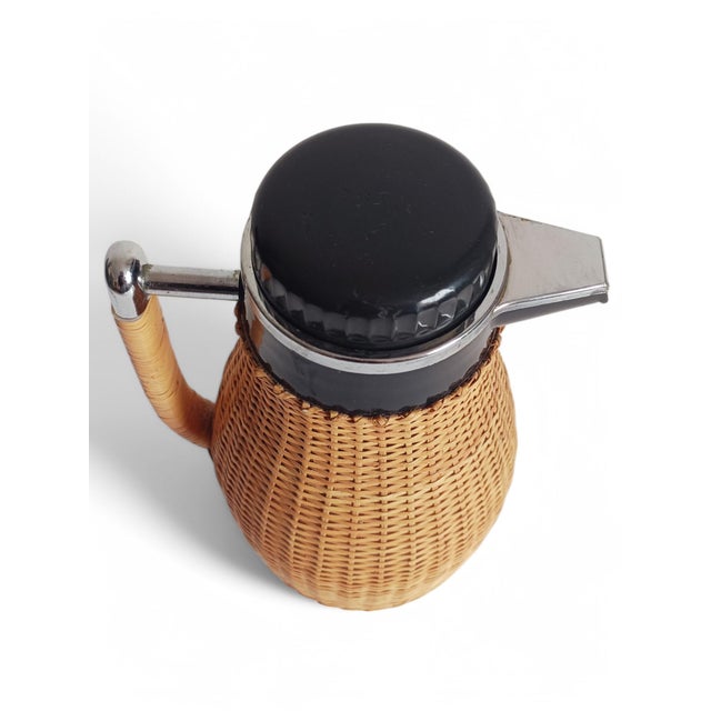 Mid-Century Wicker Lined Thermos Pitcher, Sweden, 1960s For Sale - Image 10 of 11