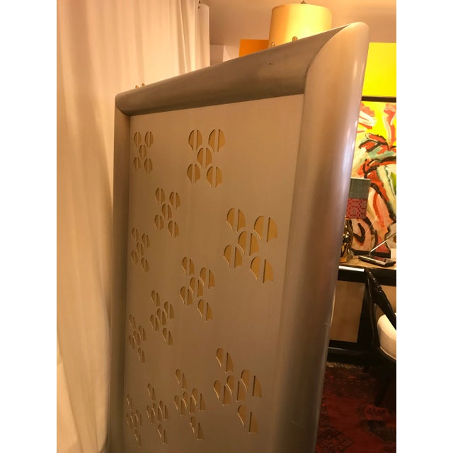 Pierced-Cut Aluminum and Brass, 2 Panel Folding Sceen For Sale - Image 4 of 9