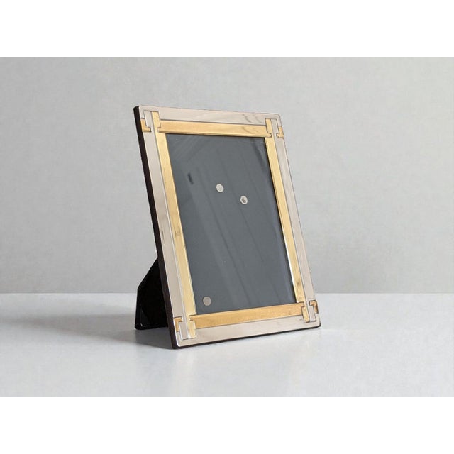 Art Deco Vintage Cartier Style Brass and Chrome Picture Frame For Sale - Image 3 of 12