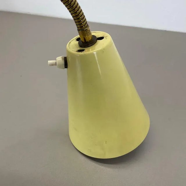 Vintage Italian Adjustable Yellow Metal and Brass Wall Light In the style of Stilnovo and Gio Ponti, 1950 For Sale - Image 14 of 17