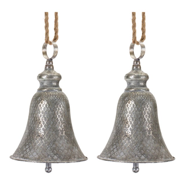 2020s Rustic Metal Bell Ornament (Set of 2) For Sale - Image 5 of 5