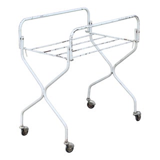 Vintage White Metal Foldable Table, 1970s For Sale