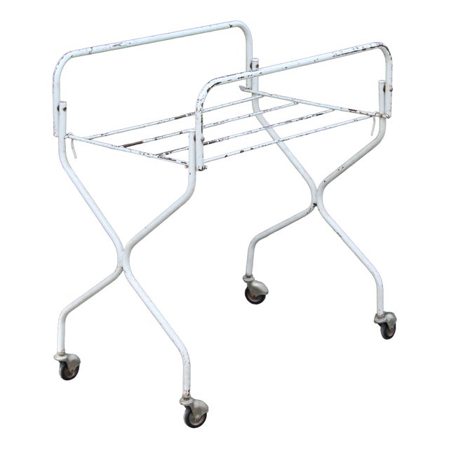 Vintage White Metal Foldable Table, 1970s For Sale