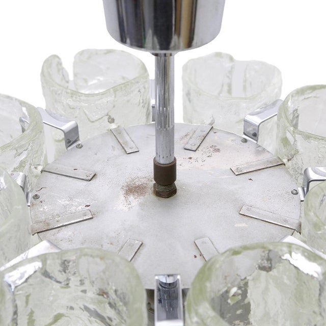 White Murano Glass and Chromed Metal Chandelier, 1970s For Sale - Image 8 of 14