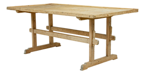 19th Century Swedish Pine Trestle Bakers Table, 1850s