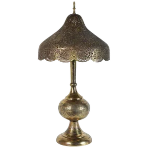 Antique Moorish Brass Table Lamp With Arabic Script