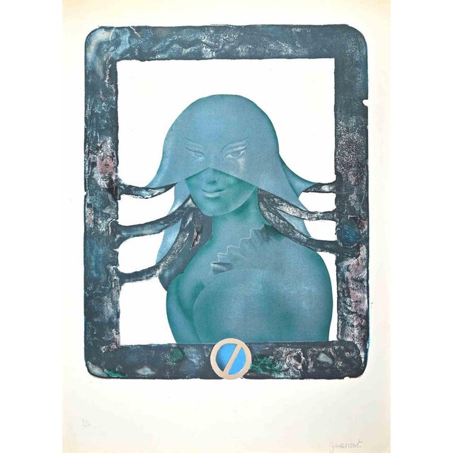 Green Lady is a lithograph print on ivory-colored cardboard realized by Carlo Guarienti in the 1970s. Hand signed on the...