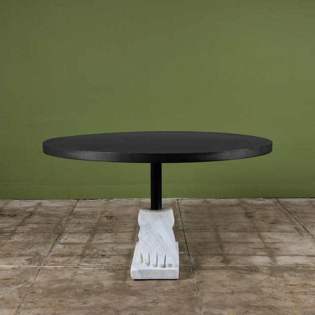Postmodern Pedestal Dining Table with Marble Foot Base For Sale - Image 4 of 12