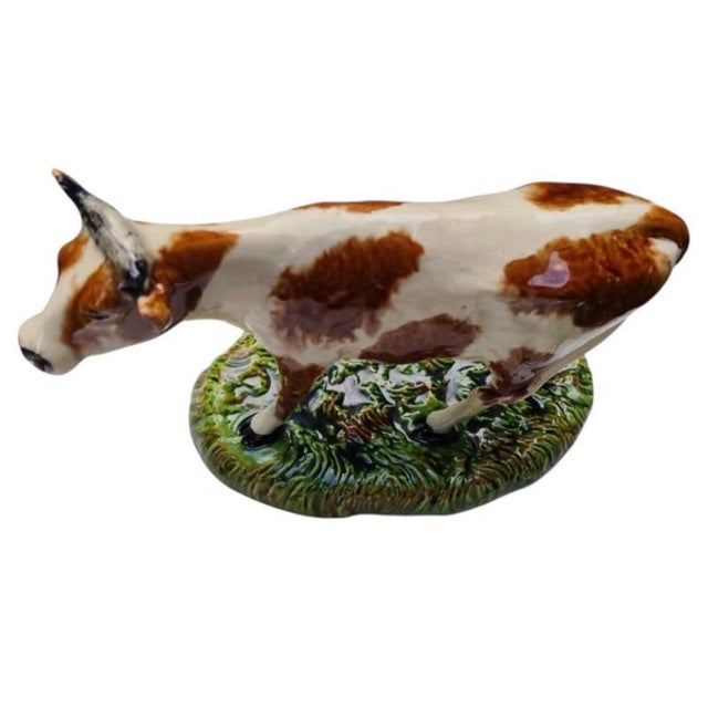 19th Century Rare Large French Majolica Cow For Sale - Image 4 of 6