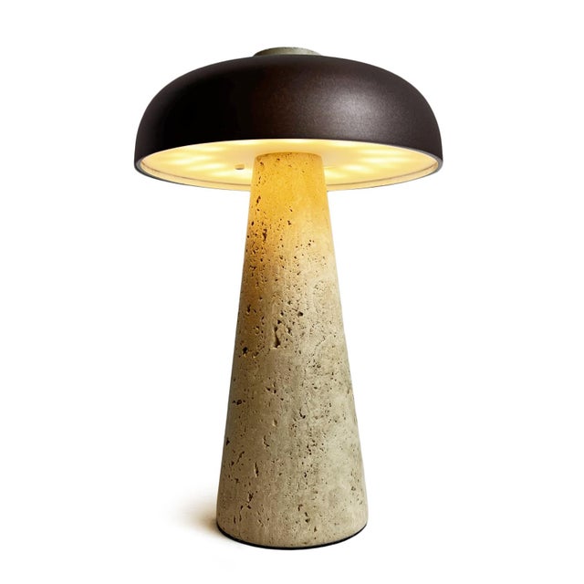 2020s Porcini Travertine Bronze Table Lamp For Sale - Image 5 of 14