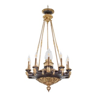 Early 20th C. French Louis-Philippe Revival Gilt and Patinated Bronze Chandelier For Sale