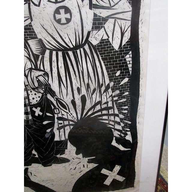 Postmodern Original Vintage Large Signed/Numbered/Dated. Thom Shaw Ltd. Ed. Urban Art Woodblock Print "The Malcolm X Paradox: A Klan Alliance #2" For Sale - Image 3 of 10
