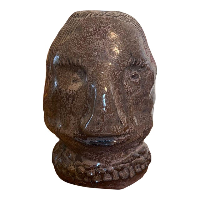 1970s Signed Vintage Primitive Bust For Sale