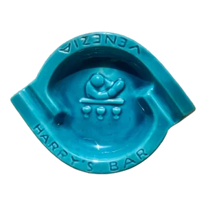 Harry’s Bar, Venice Rare Mid-Century Modern Vintage Glazed Turquoise Ceramic Ashtray