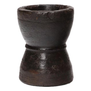 Chinese Turned Wooden Mortar, C. 1900 For Sale
