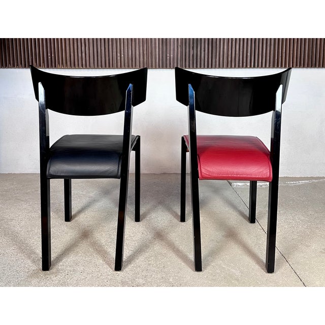 Wood Tati Dining Chairs in High-Gloss Laquer with Reversible Leather Cushions by Ralf Lindberg for Gärsnäs, Sweden, 1990s, Set of 4 For Sale - Image 7 of 18