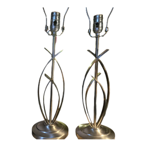 Contemporary Brushed Stainless Steel Abstract Table Lamps by Cheyenne