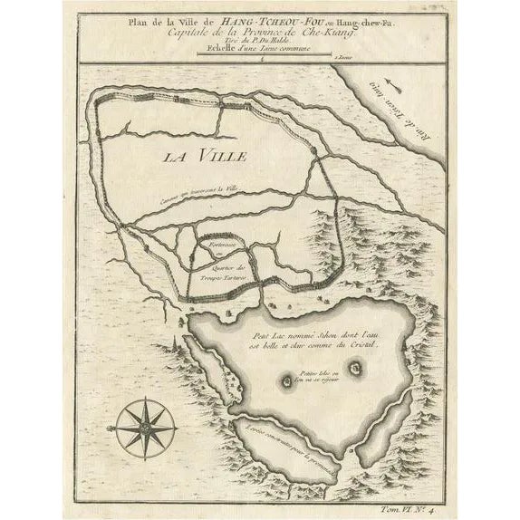 Antique Map of Hangzhou, 1748 For Sale
