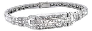 1930s Art Deco Platinum 14k White Gold Diamond Bracelet