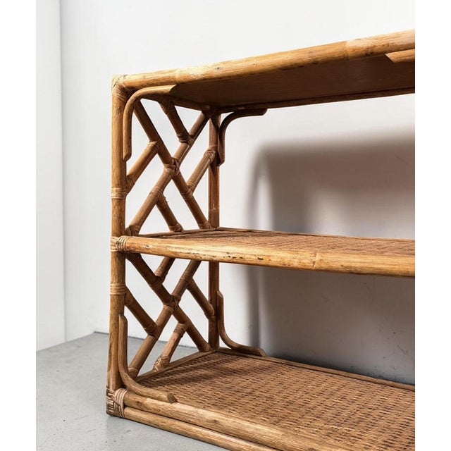 French Riviera Bamboo and Rattan Shelf, Italy, 1960s For Sale - Image 4 of 15