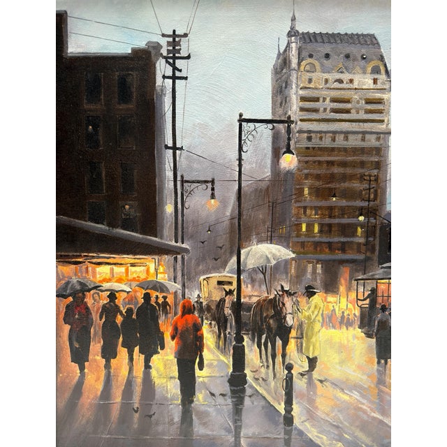 Oil Painting Facsimile by G. Harvey of Texas Street Scene - Dallas Remembered For Sale - Image 4 of 5