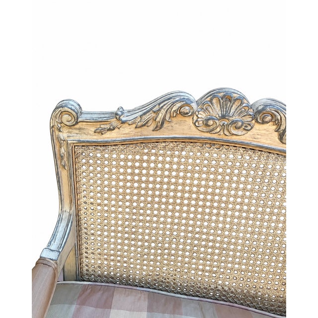 Wood French Louis XV Style Carved Shell & Painted Caned Bergere Chairs -Pair For Sale - Image 7 of 11