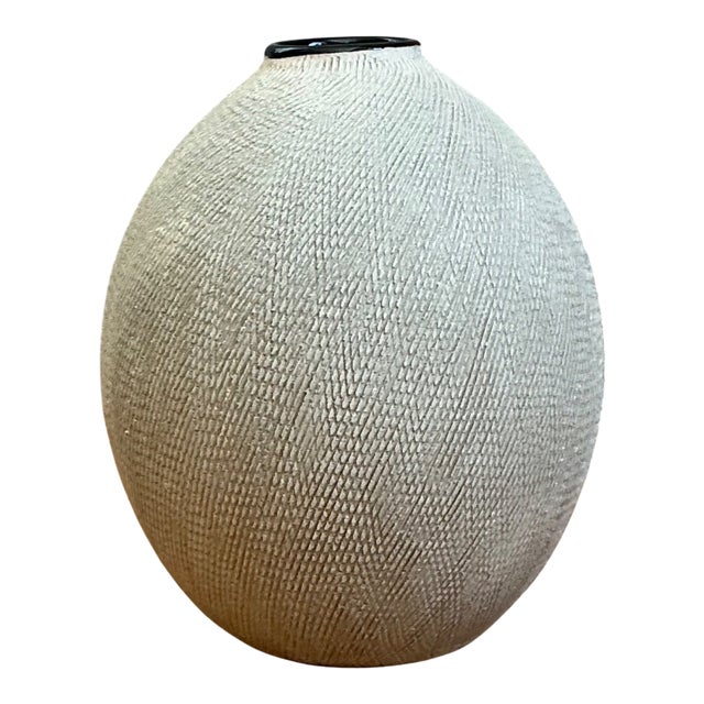 Vintage Textured Ceramic Vase For Sale