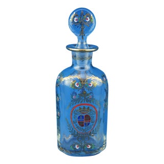 Antique Crystal Decanter Bottle with Gold Decorations by Ludwig Moser, 1890s For Sale