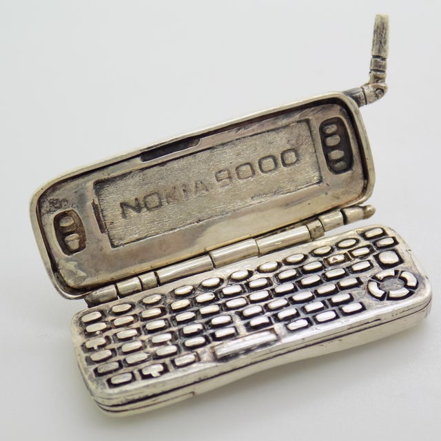 Striking vintage miniature depicting a Nokia 9000, handmade in Italy between the 1990s and early 2000s in genuine solid...