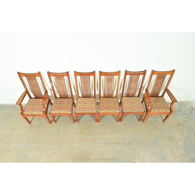 Late 20th Century Stickley Arts & Crafts Cherry Wood High Back Spindle Dining Chairs, Set of Six For Sale - Image 5 of 15