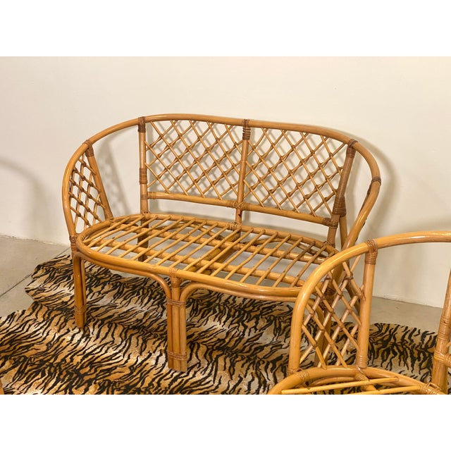 Mid-Century Modern Bamboo Armchairs and Sofa, 1980s, Set of 3 For Sale - Image 3 of 12