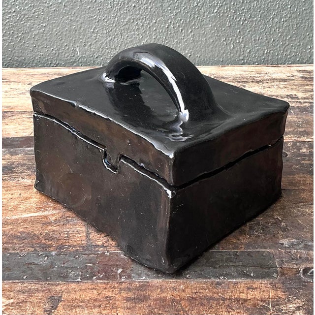 Vintage Original Slab Built Studio Pottery Lidded Box For Sale In West Palm - Image 6 of 12
