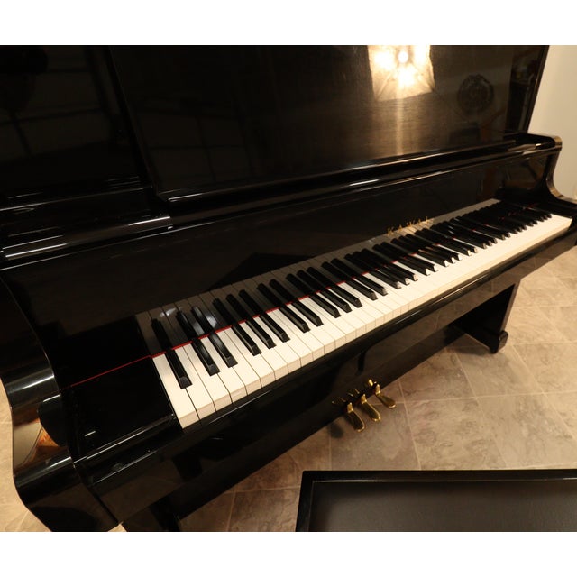 Wood 1980s Kawai Us-55 Professional Japanese Upright Grand Piano — Polished Ebony For Sale - Image 7 of 17