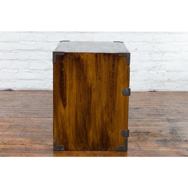 Mid 19th Century 19th Century Korean Brown Wood & Black Iron Hardware Side Cabinet For Sale - Image 5 of 13