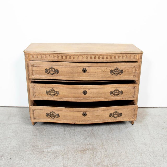 19th Century 19th Century French Louis XVI Style Serpentine Front Bleached Oak Commode For Sale - Image 5 of 17