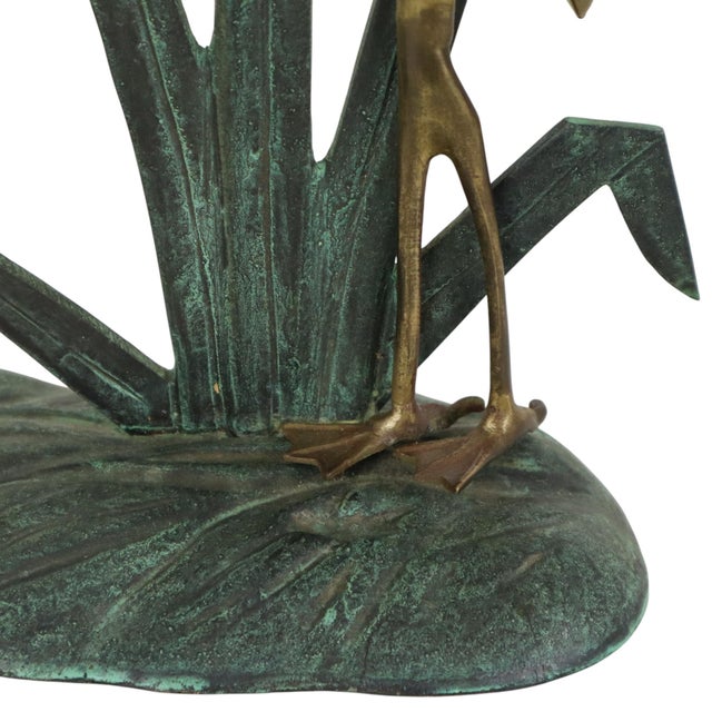 Mid-Century Heron and Duck Figurines in Brass and Green Metal, 1950s, Set of 2 For Sale - Image 11 of 14