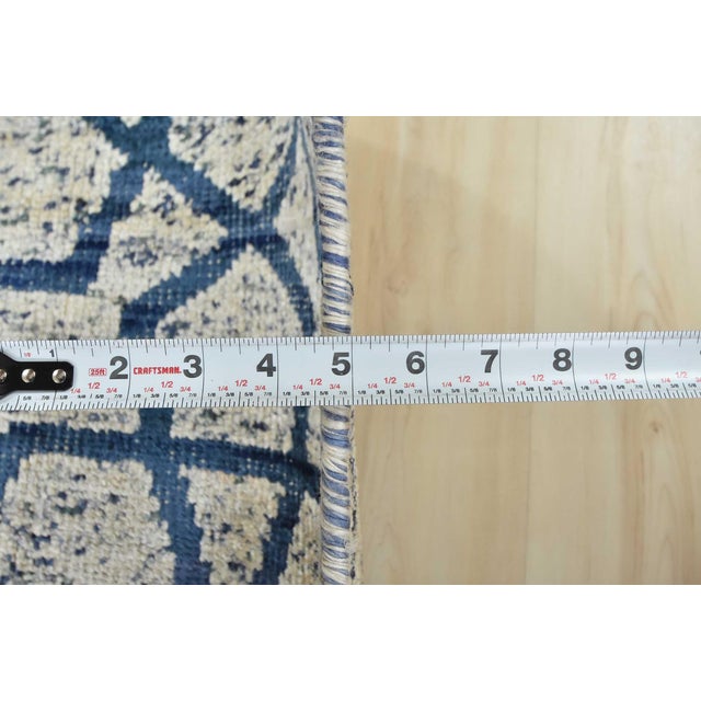Moroccan Rug 5'8'' X 8' Ivory Blue Viscose Contemporary Hand-Knotted Carpet For Sale - Image 11 of 12