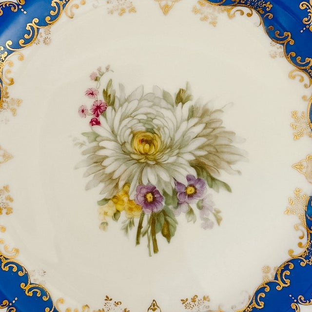 Antique Rosenthal Cobalt Blue & Gilt Octagonal Floral Dinner Plates - Set of 12 For Sale - Image 9 of 13
