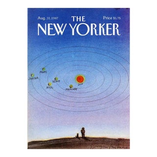 1987 Vintage New Yorker Cover, August 31 (Eugene Mihaesco), Original New Yorker Magazine Cover, New York City, Solar System For Sale