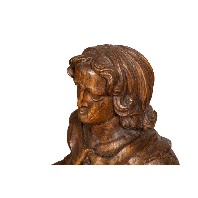 Flemish Baroque Carved Oak Figure Of A Scholar For Sale - Image 4 of 12