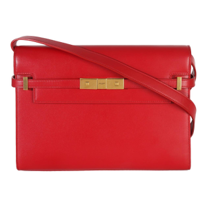 Red Calfskin Medium Manhattan Shoulder Bag