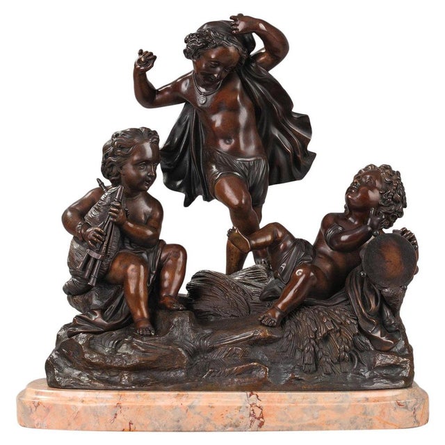 Cupids Playing Music, Late 19th Century, Bronze Sculpture Group For Sale - Image 11 of 11