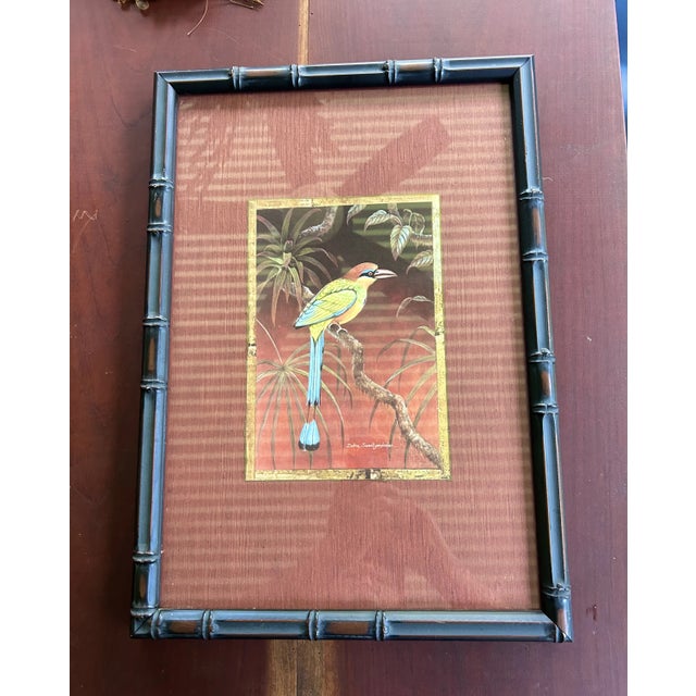 Ebonized Bamboo Framed Tropical Bird Prints - A Pair For Sale In Houston - Image 6 of 6