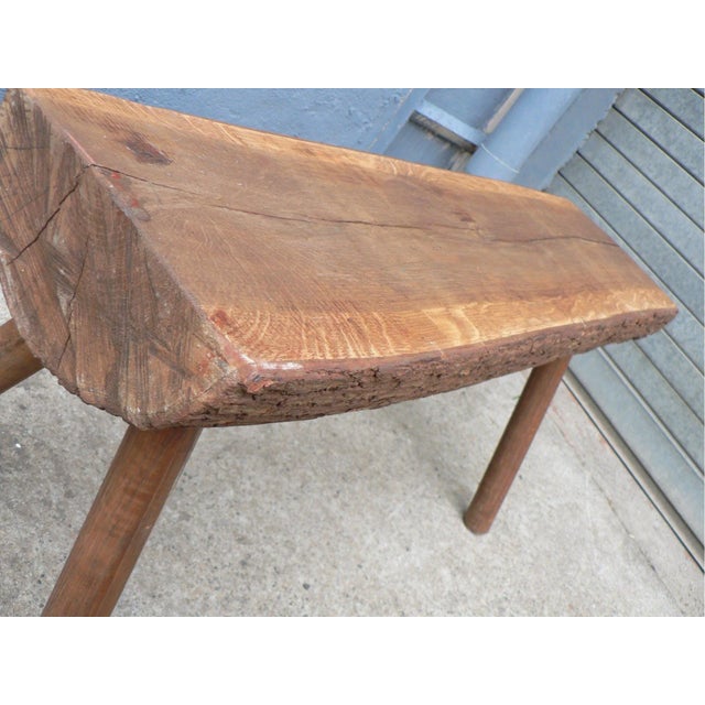 Antique Rustic Farmhouse Wooden Bench For Sale - Image 5 of 10