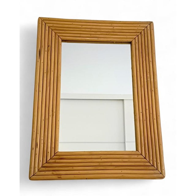 French Riviera Rattan Mirror in the style of Vivai Del Sud, 1960s For Sale - Image 15 of 18