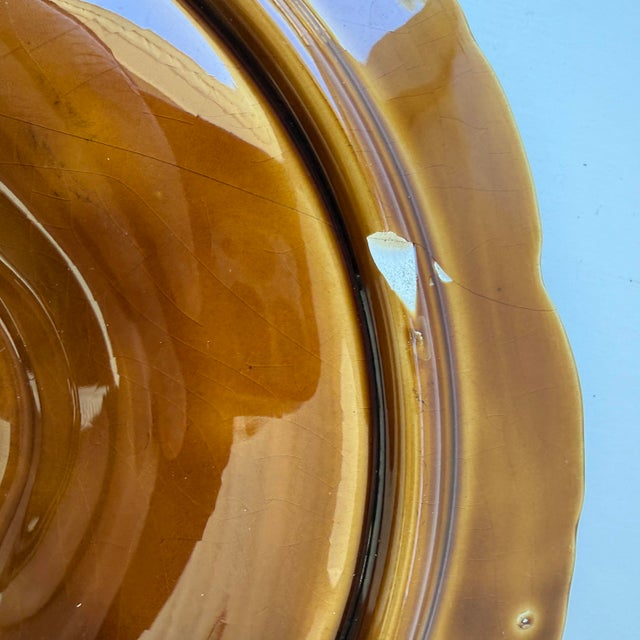 Mid 20th Century Majolica Oyster Plate by Sarreguemines, France, Circa 1950 – Brown Glazed Shell Design For Sale - Image 5 of 7