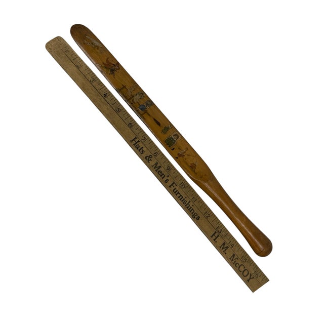 Victorian Antique Victorian Hand Painted Wood Paper Knife With Kate Greenaway Style Figures, Circa 1880s For Sale - Image 3 of 9
